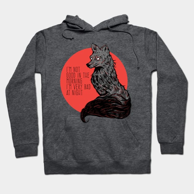 Midnight grumpy fox Hoodie by Jess Adams